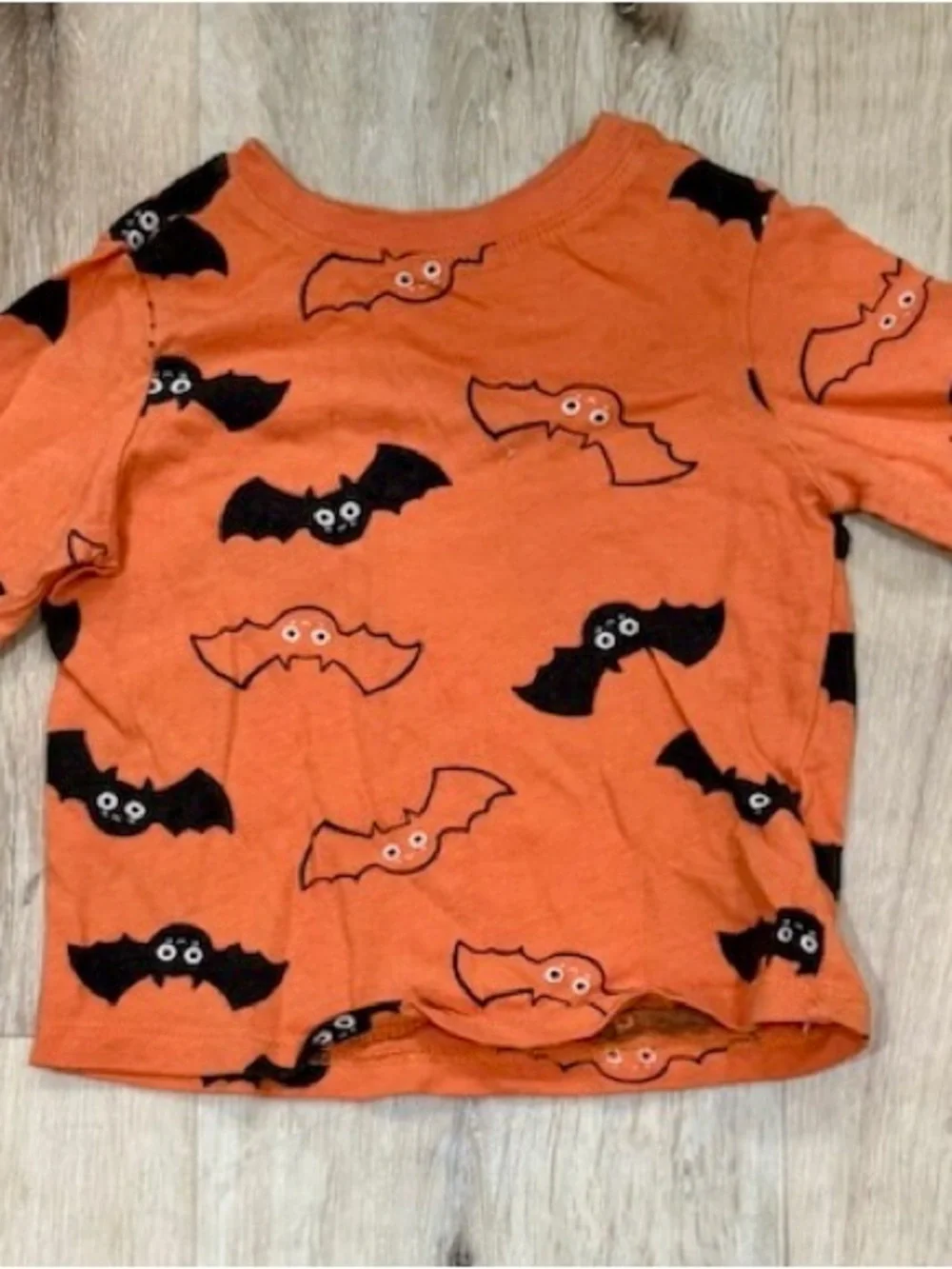 Old Navy 12-18M Toddler Fall Halloween Bat & Pumpkin Long-Sleeve Tops Set